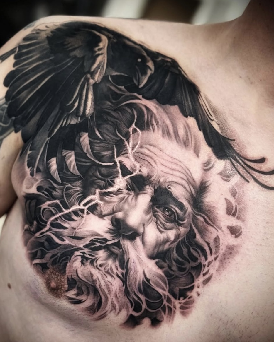 odin_raven_chest_tattoo